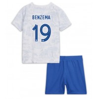 Camiseta Francia Karim Benzema #19 Segunda Equipación Replica Mundial 2022 para niños mangas cortas (+ Pantalones cortos)